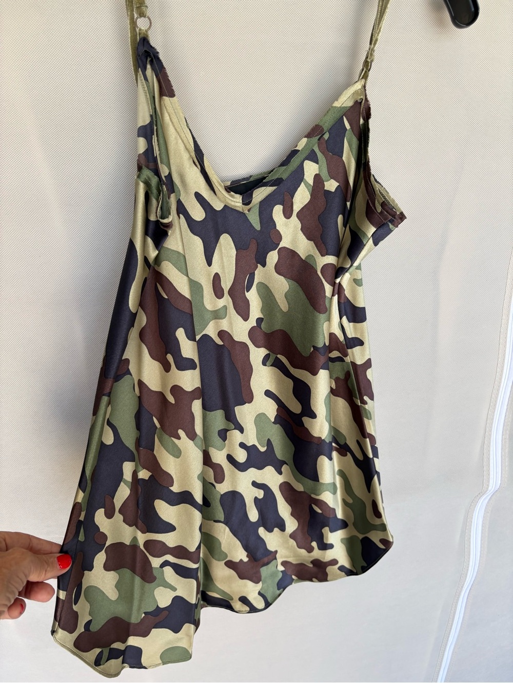 Nili Lotan Camouflage Cami Olive, Brown, Black - Size Small